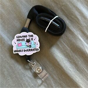 Black Lanyard with Fun Cat Badge Holder